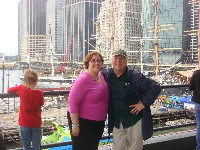 Becky with Tour Guide Tom at South Street Seaport